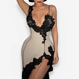 Sexy deep V suspender dress