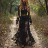 Pastoral Style Lace Retro Long Dress