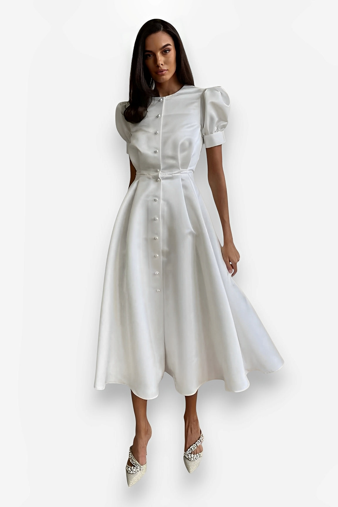 Short-Sleeved A-Line Dress