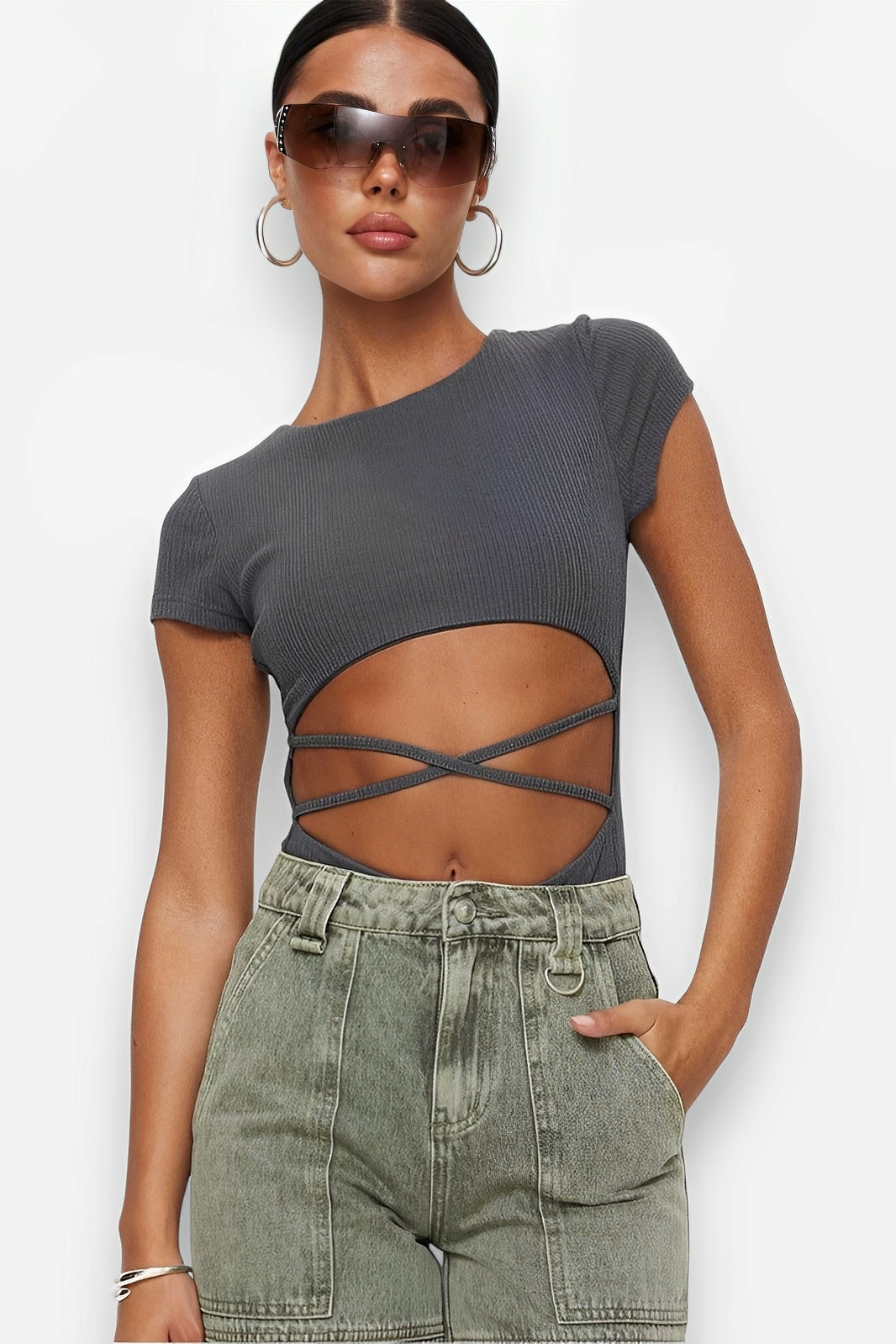 Middle Strap Hollow bodysuit