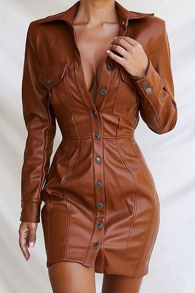 4511146 Black PU Leather Detail Dress main image 1