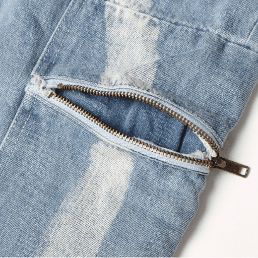street style casual stripes stitching loose jeans.