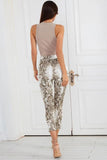 Serpentine Print Casual Cropped Pants.