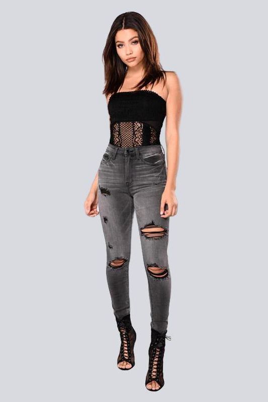 Stretch Ripped Jeans - The Woman Concept