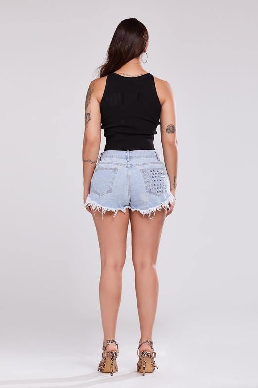 Jean Punk Rivet Shorts - The Woman Concept