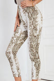 Serpentine Print Casual Cropped Pants.
