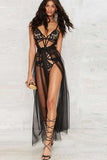 Black Transparent Lace Sexy Transparent Dress