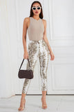 Serpentine Print Casual Cropped Pants.