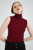 Turtle Neck Sleeveless Knitted Sweater