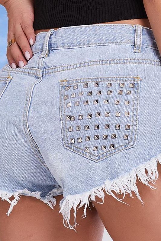 Jean Punk Rivet Shorts - The Woman Concept
