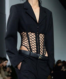 Suit collar slim-fit black Shirt
