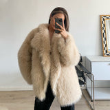 Artificial fur loose mid-length coat