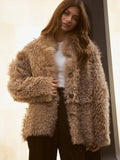Loose buttoned artificial fur coat