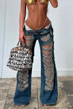 Ripped old straight jeans