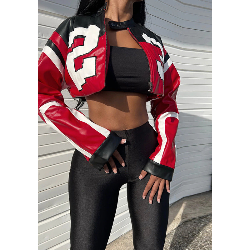Slim Fit Imitation Motorcycle Leather Jacket - view 9