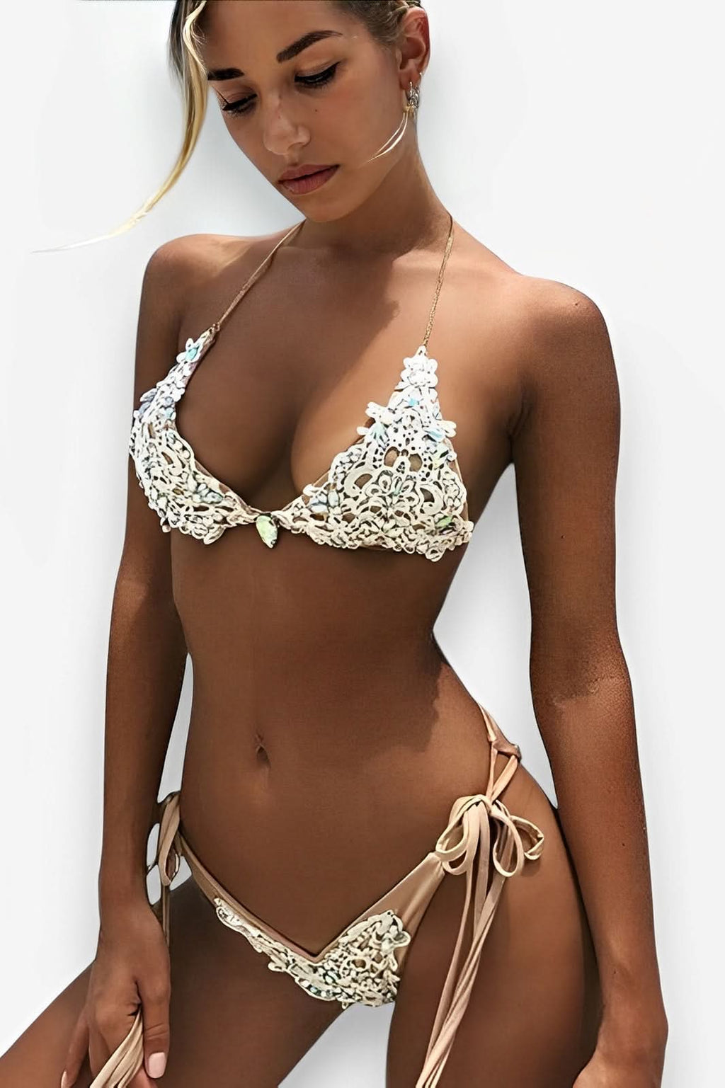 Embroidery Parted Strap Bikini - Bikini from The Woman Concept
