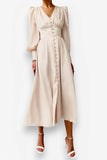 Lantern Sleeves Satin Dress