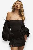 Off-shoulder lantern sleeve dress