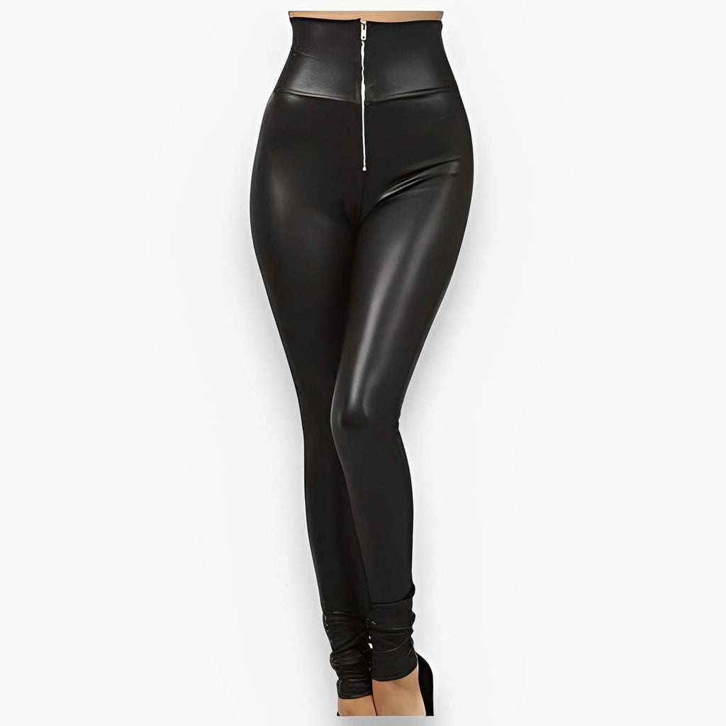 High Waist Zipper PU Leather Pants - Pants from The Woman Concept