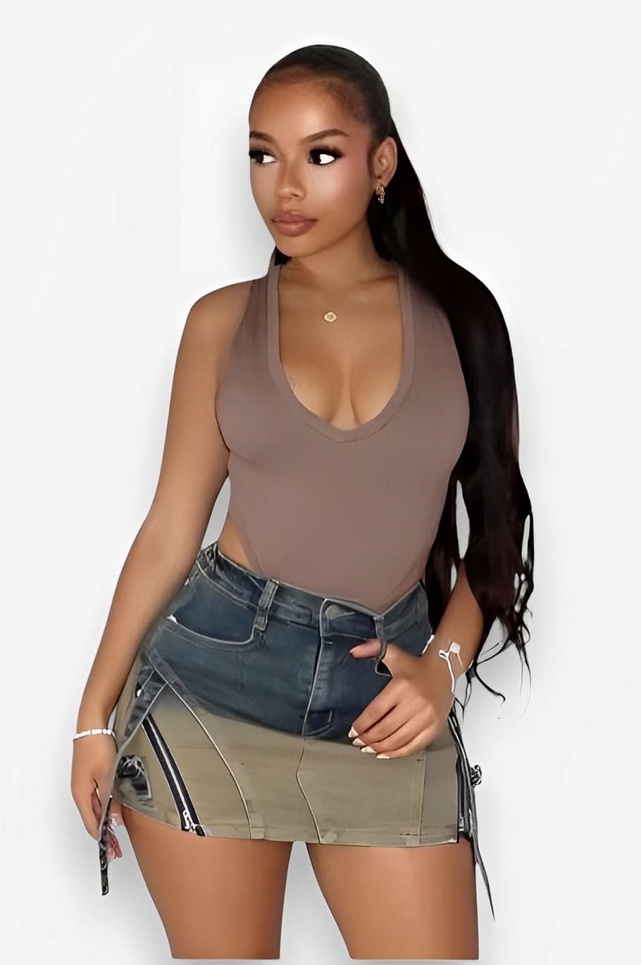 Hip-wrapped Short Denim Skirt - Skirts from The Woman Concept