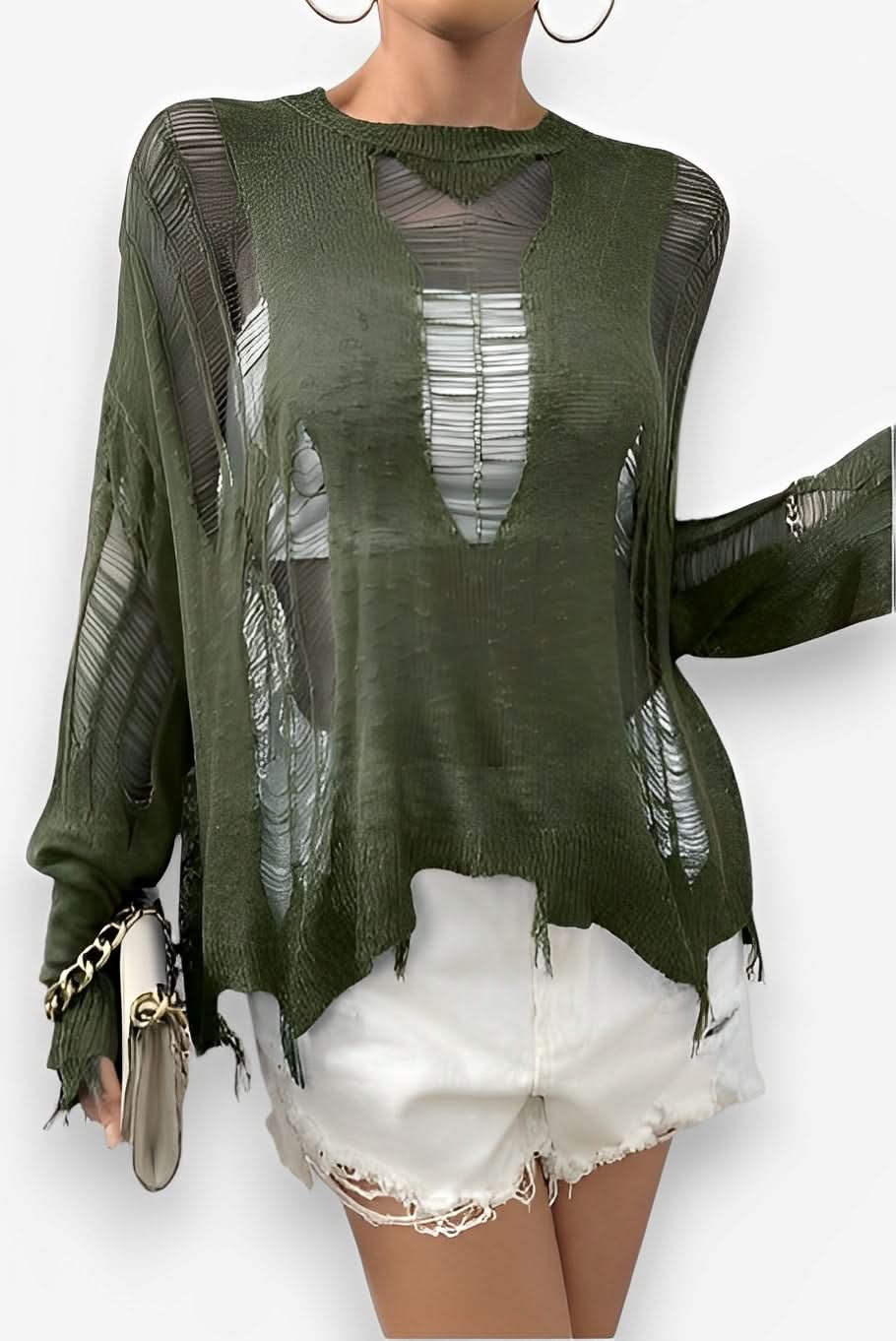 Loose Streetwear Hollow Design Sweater - Sweater from The Woman Concept