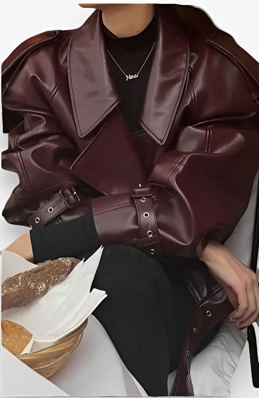 Short Motorcycle style PU Leather Jacket - Coats & Jackets from The Woman Concept