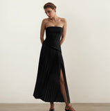 Strapless Corset Slit Maxi Dress in black - view 4