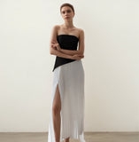 Strapless Corset Slit Maxi Dress in white - view 3