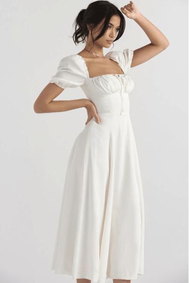 Elegant Puff Sleeve Slit Dress - view 7