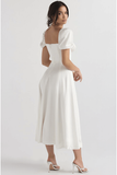 Elegant Puff Sleeve Slit Dress