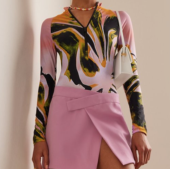 Printed spandex bodysuit - view 3