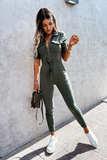 Short Sleeve Zipper jumpsuit