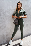 Short Sleeve Zipper jumpsuit