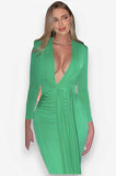 slim hip-covering mid-length dress