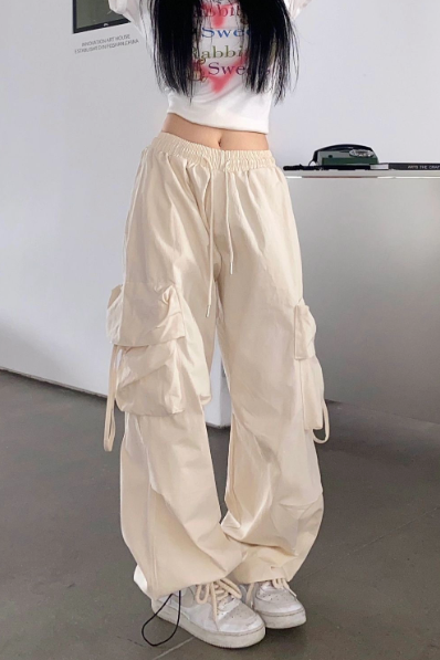 Hip-hop pockets wide-leg pants