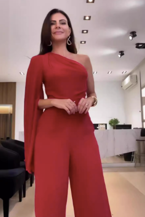 Slanted shoulder Wide Leg Jumpsuit - view 3