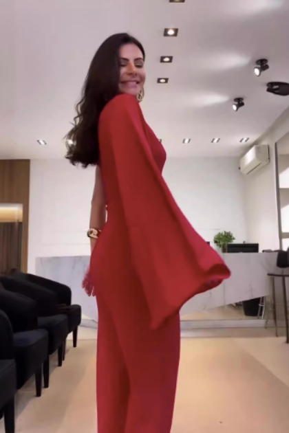 Slanted shoulder Wide Leg Jumpsuit - view 4