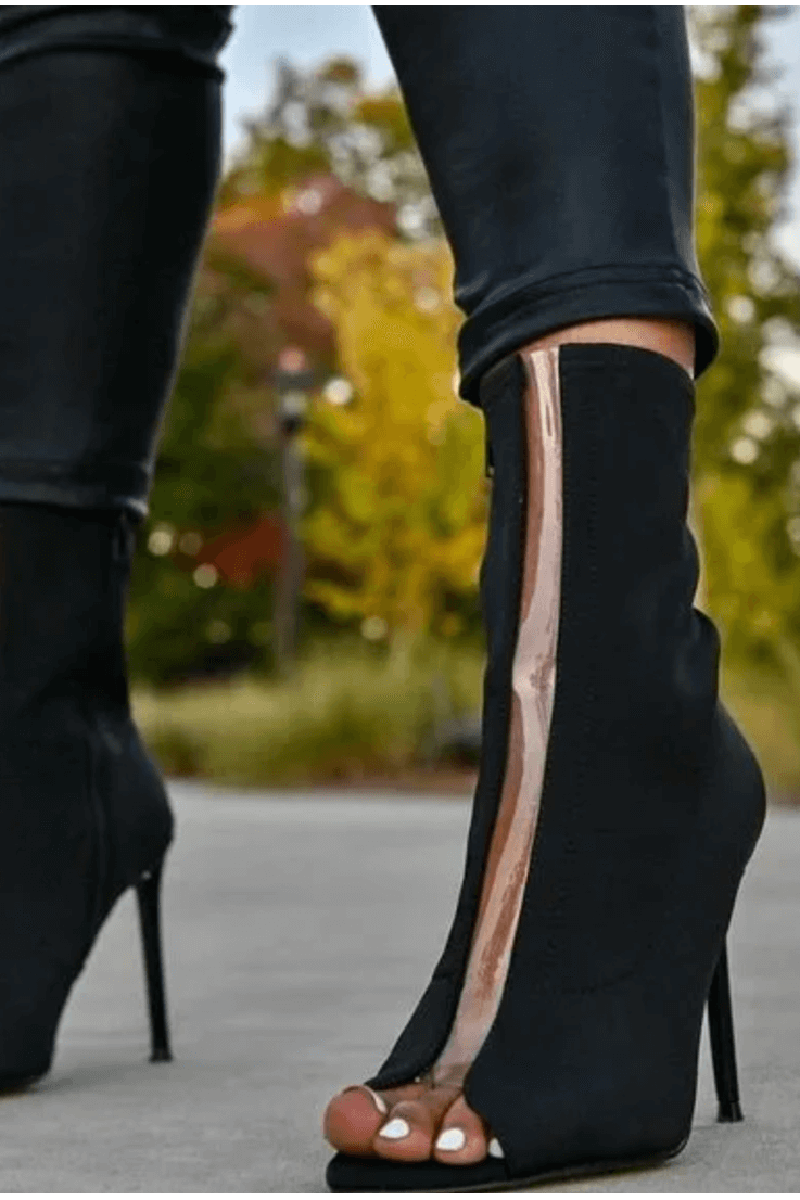Mid-tube fish mouth leather boots - view 2