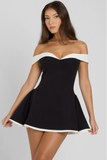 Open top black slim hip dress