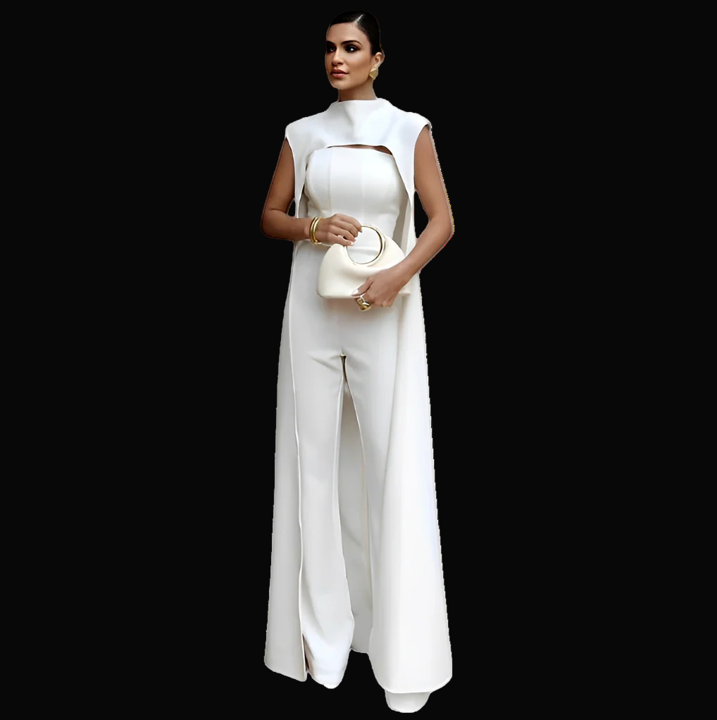 Long cape top slim jumpsuit suit - view 6