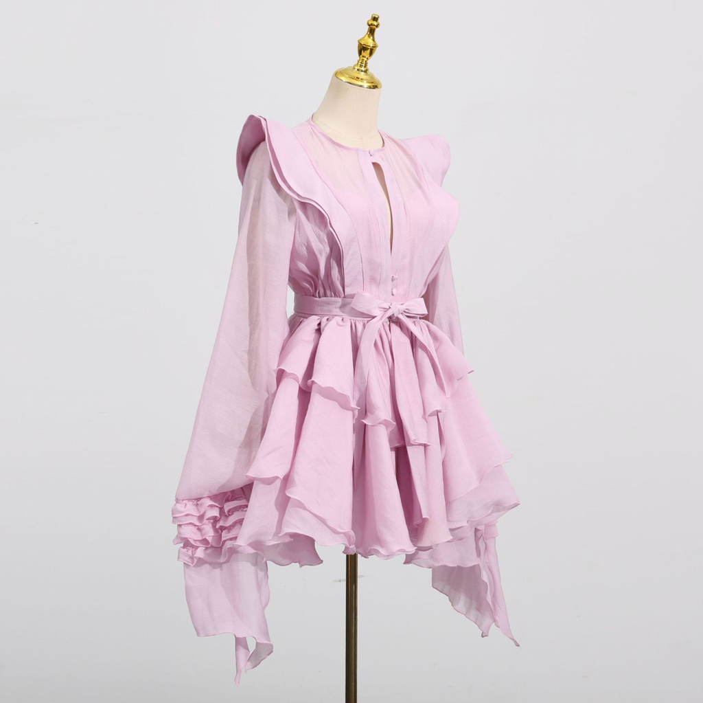 Ruffled Lantern Sleeve Dress - view 5
