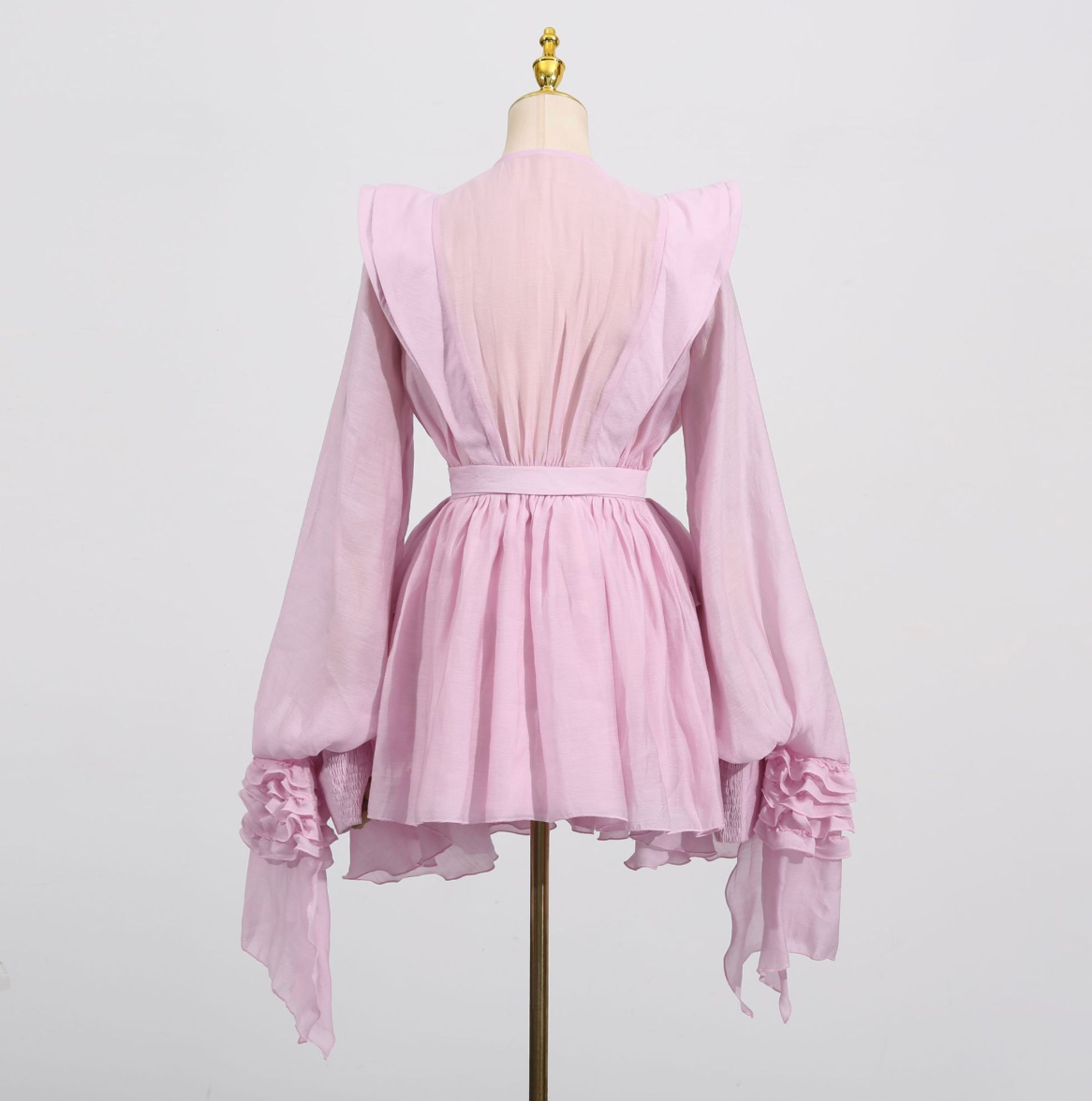 Ruffled Lantern Sleeve Dress - view 4