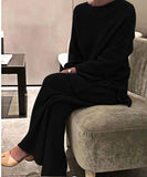 Loose Knit Sweater and Wide Leg Pants Set in black - view 5