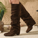 Faux Suede Slouchy Knee-High Boots in brown - view 4