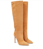 Suede Stiletto Knee-High Boots in tan - view 2