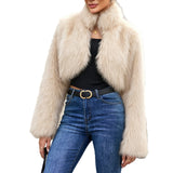 Cropped Faux Fur Bolero Jacket in cream