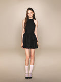 Halter Tiered Mini Dress with Bow Back in black - view 6