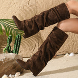 Faux Suede Slouchy Knee-High Boots in brown - view 3
