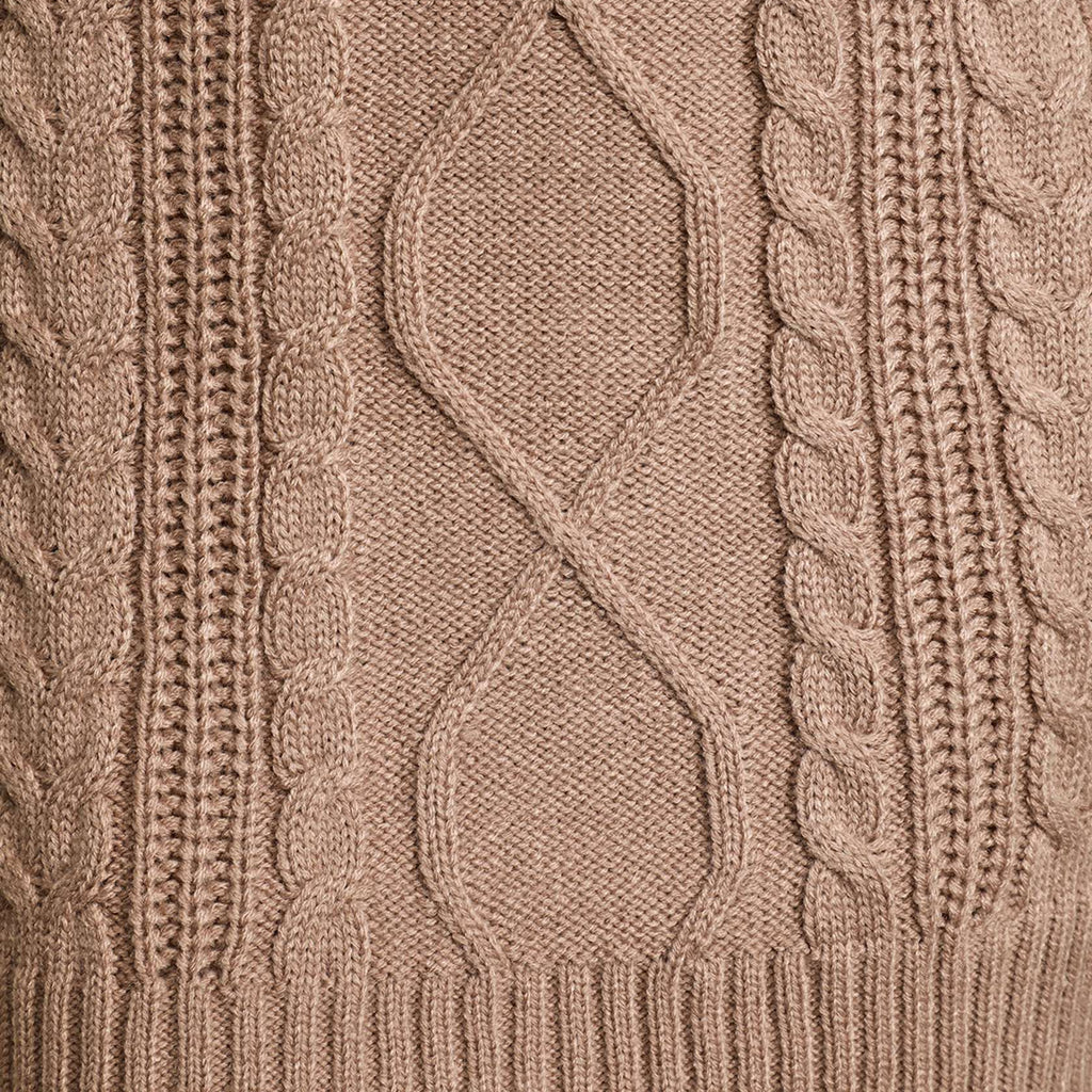 Taupe Cable Knit Turtleneck Sweater Mini Dress in taupe - view 5