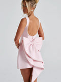 Pearl-Trim Bow Back Mini Dress in pink - view 6